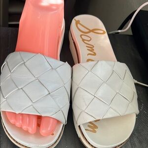 Sam Edelman White Quilted Slide Sandals